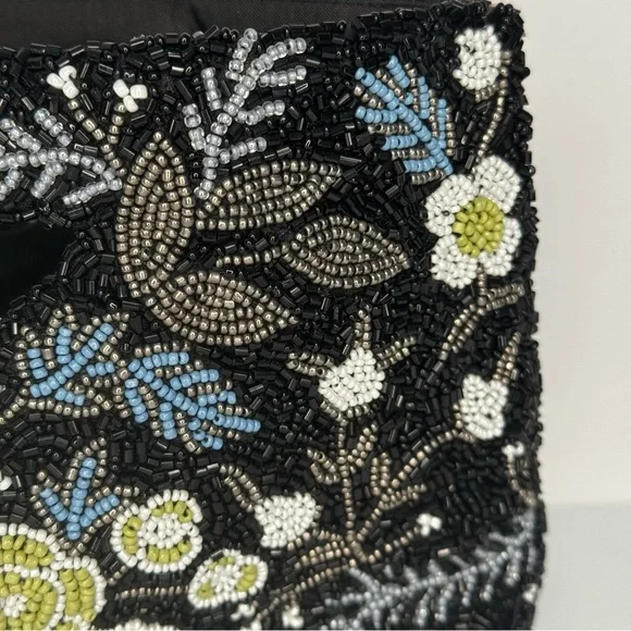 TIANA NEW YORK Beaded Clutch Bag Black with Colorful Bird and Floral Design - Picture 8 of 12
